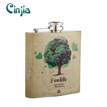 6 Oz Stainless Steel Portable Environmental Tree Hip Flask